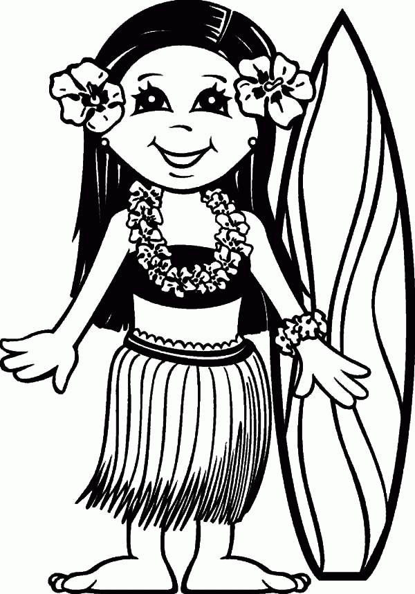 Girl Surfing Coloring Pages
 Surfer Girl Hawaii Coloring Pages Surfer Girl Hawaii