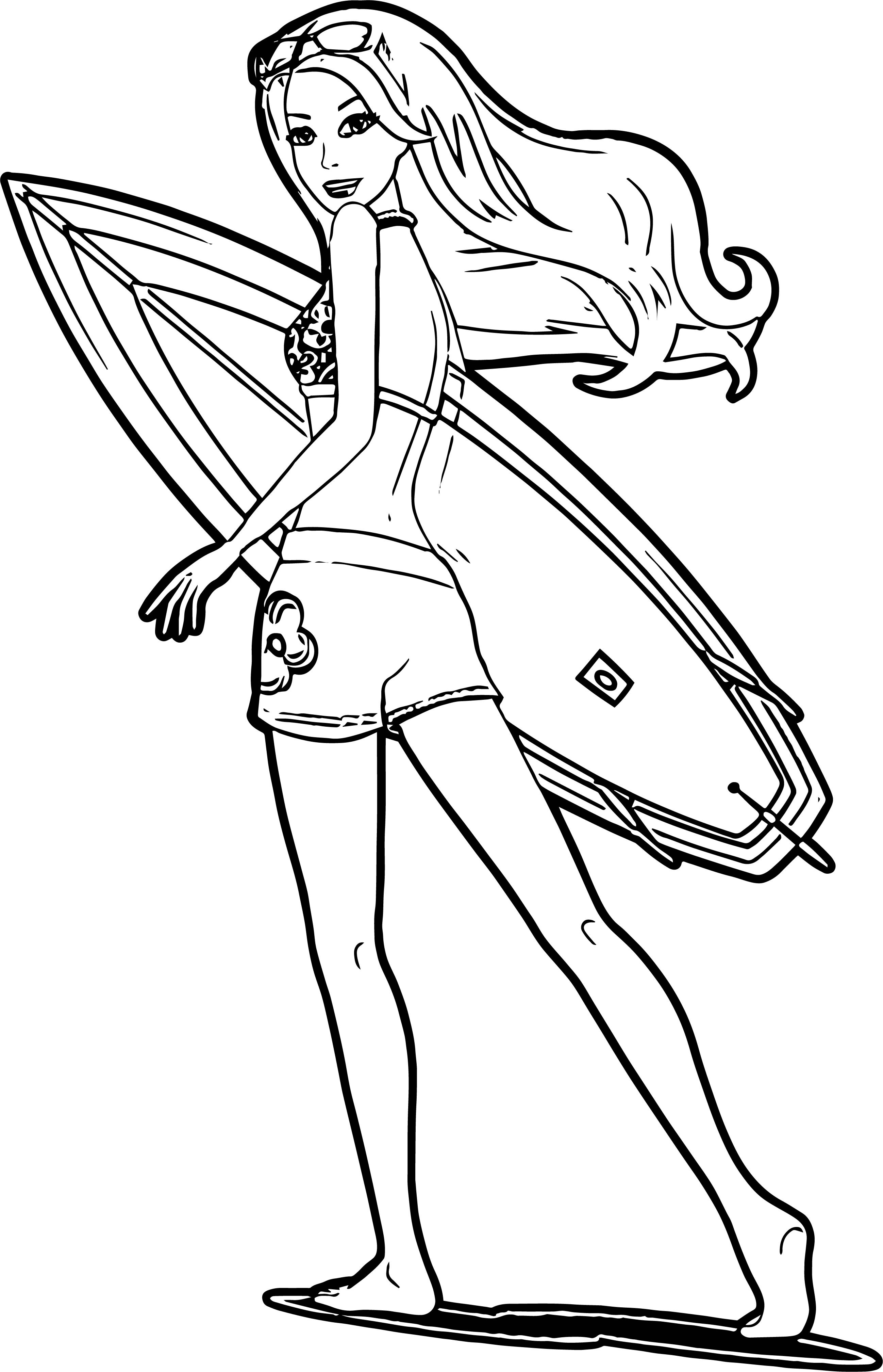 Girl Surfing Coloring Pages
 Barbie Run Surfing Coloring Page