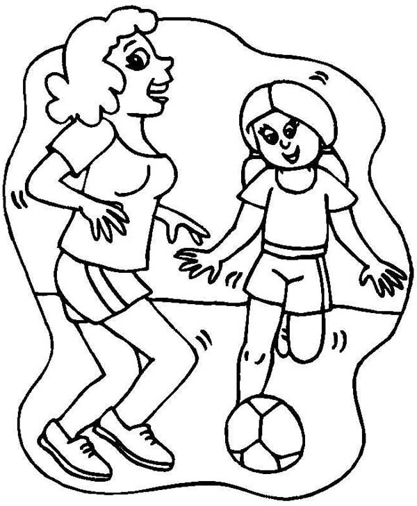 Girl Teacher Coloring Pages
 This Little Girl Playing Soccer with Her School Teacher