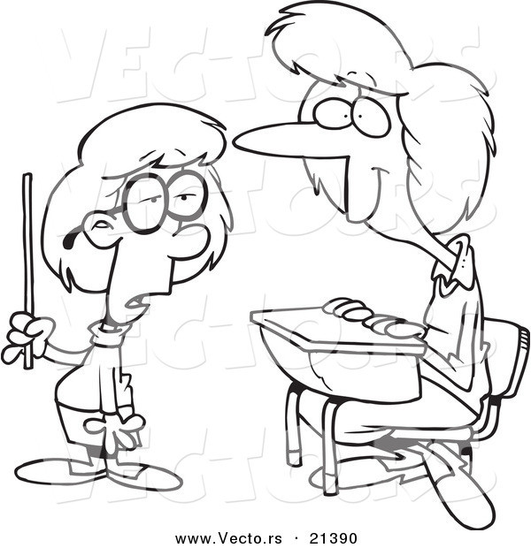 Girl Teacher Coloring Pages
 Vector of a Cartoon Smart School Girl Giving Her Teacher a