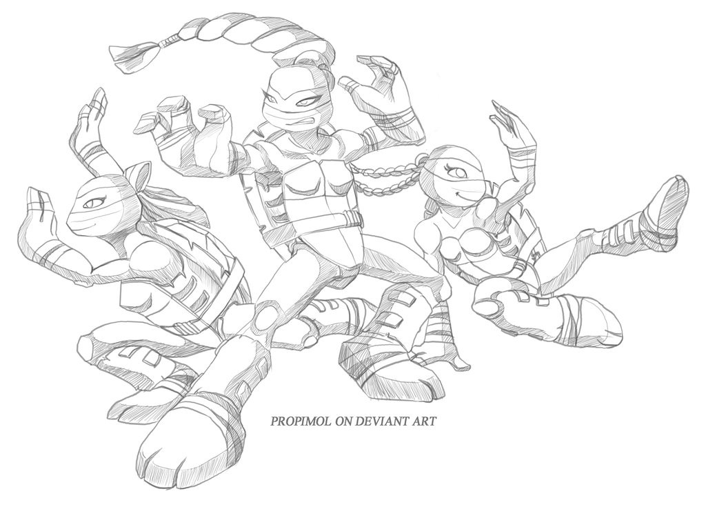Girl Turtle Coloring Pages
 TMNT Girls by propimol on DeviantArt