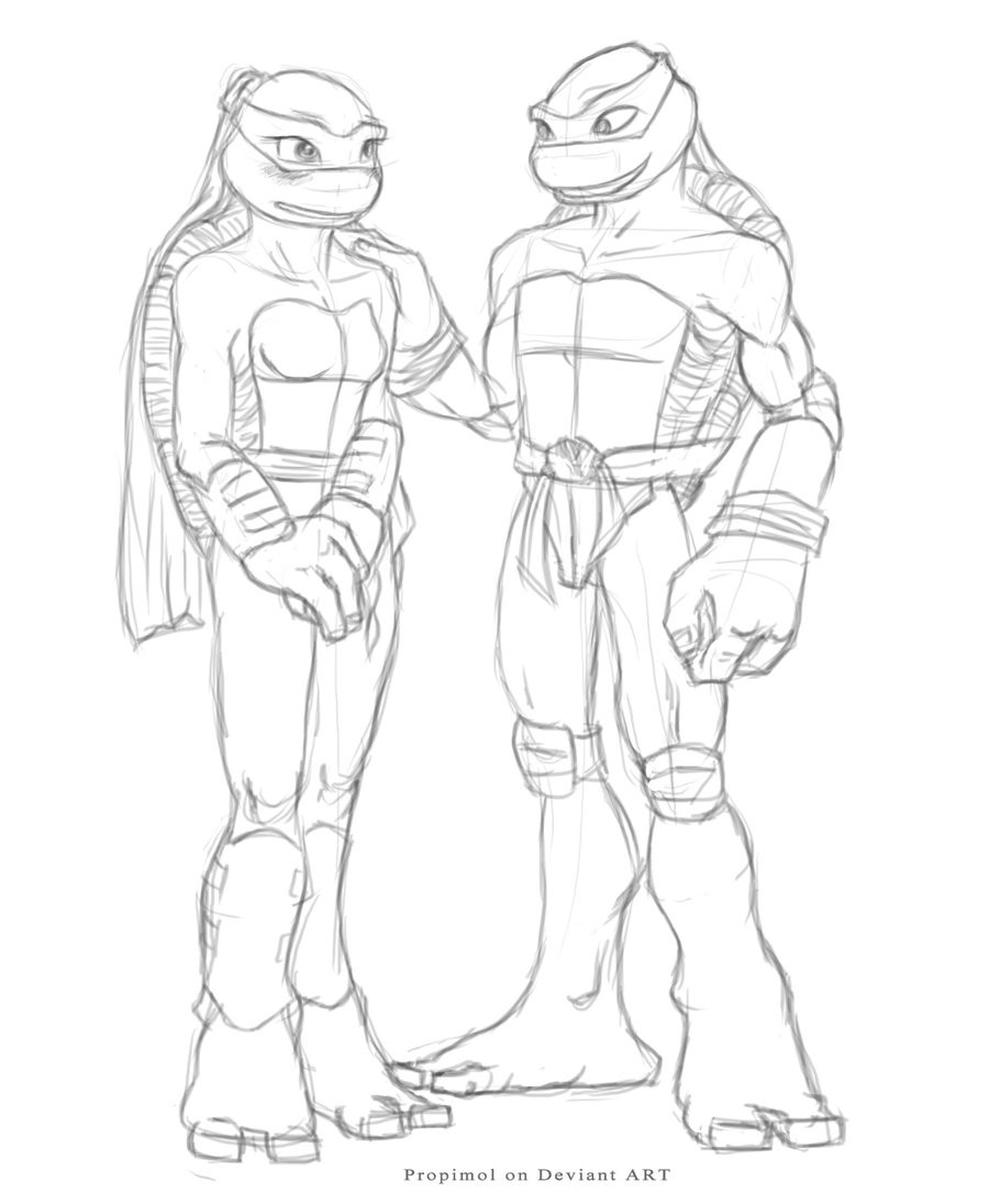 Girl Turtle Coloring Pages
 Donnie and Talena by propimol on DeviantArt