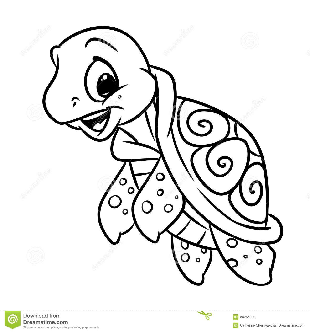 Girl Turtle Coloring Pages
 Little Sea Turtle Coloring Page Stock Illustration