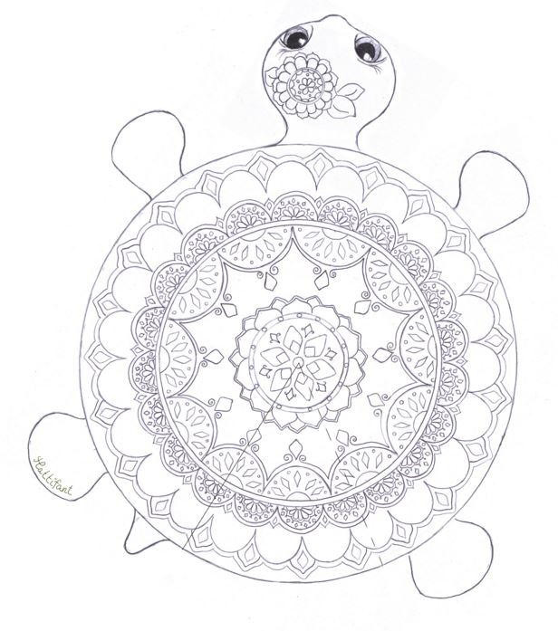 Girl Turtle Coloring Pages
 Mandala Turtle Coloring Page
