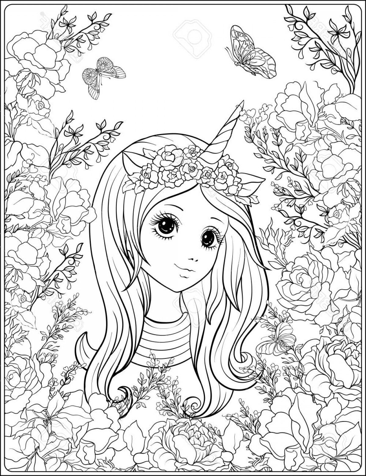 Girl Unicorn Coloring Pages
 Unicorn Horn Outline Vector