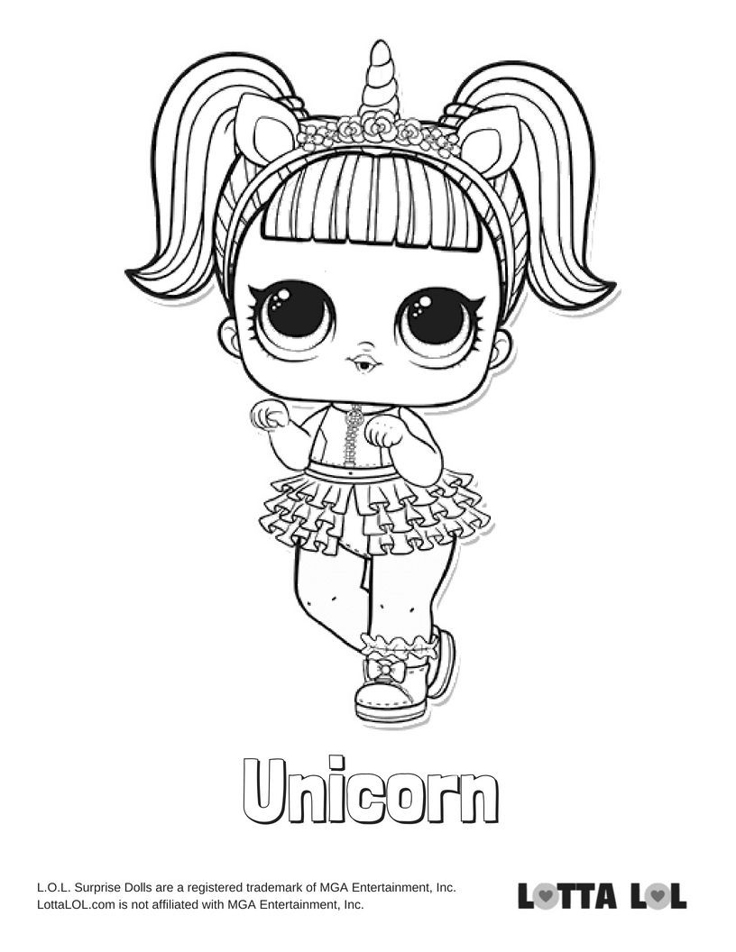 Girl Unicorn Coloring Pages
 Unicorn Coloring Page Lotta LOL
