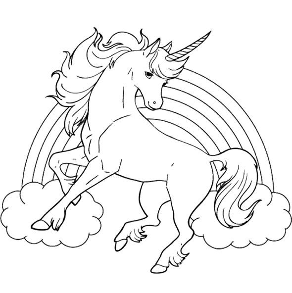 Girl Unicorn Coloring Pages
 Unicorn Horse With Rainbow Coloring Page For Kids