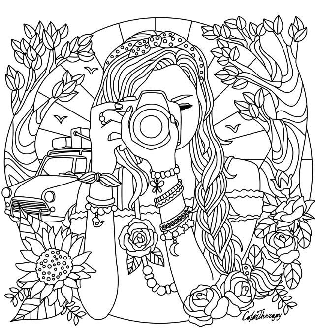 Girl With A Book Coloring Pages
 Camera Coloring Pages Girl With A Camera Coloring Page