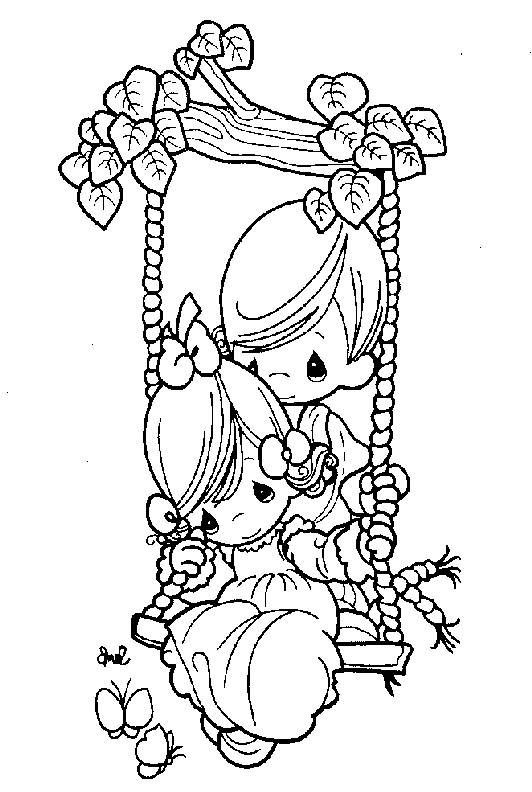 Girls And Boys Envy Pages Coloring
 Boy Pushing Girl on Swing Coloring pages