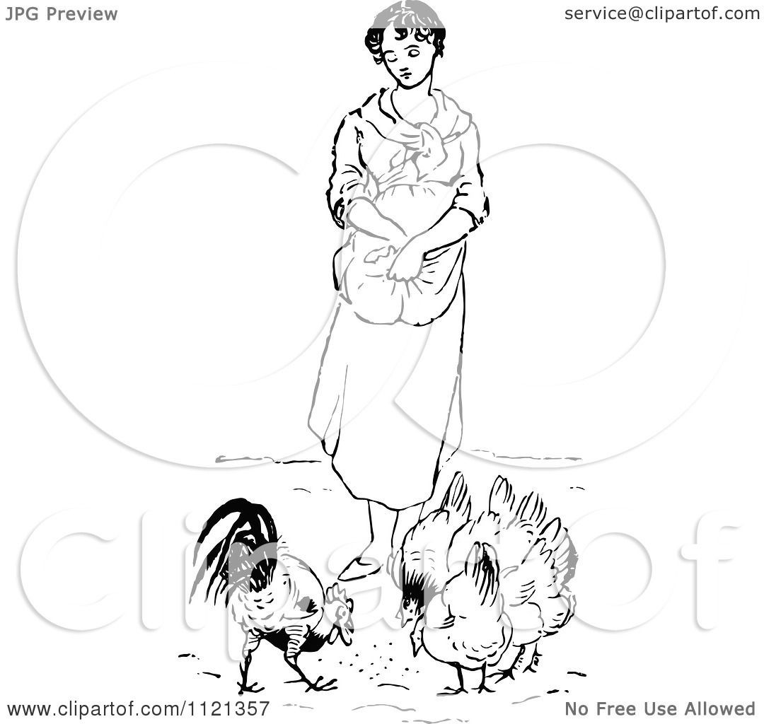 Girls Are Not Chicks Coloring Book
 Clipart A Retro Vintage Black And White Woman Feeding