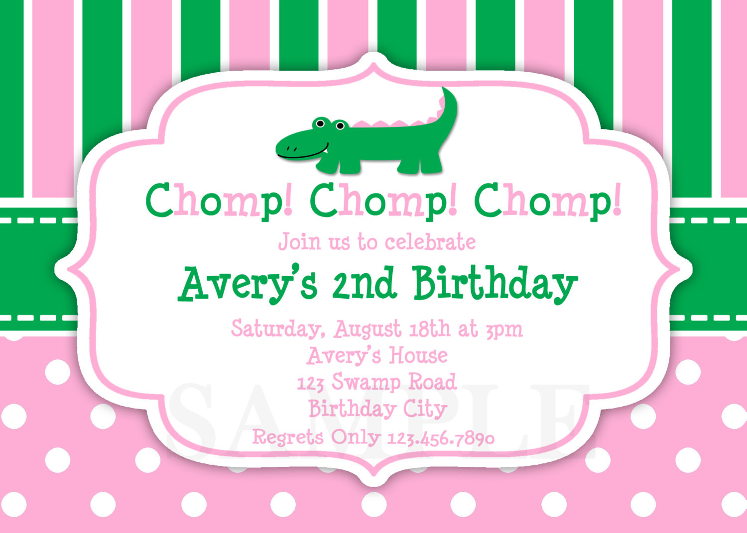 Girls Birthday Party Invite
 Printable Birthday Invitations Girls Alligator Party