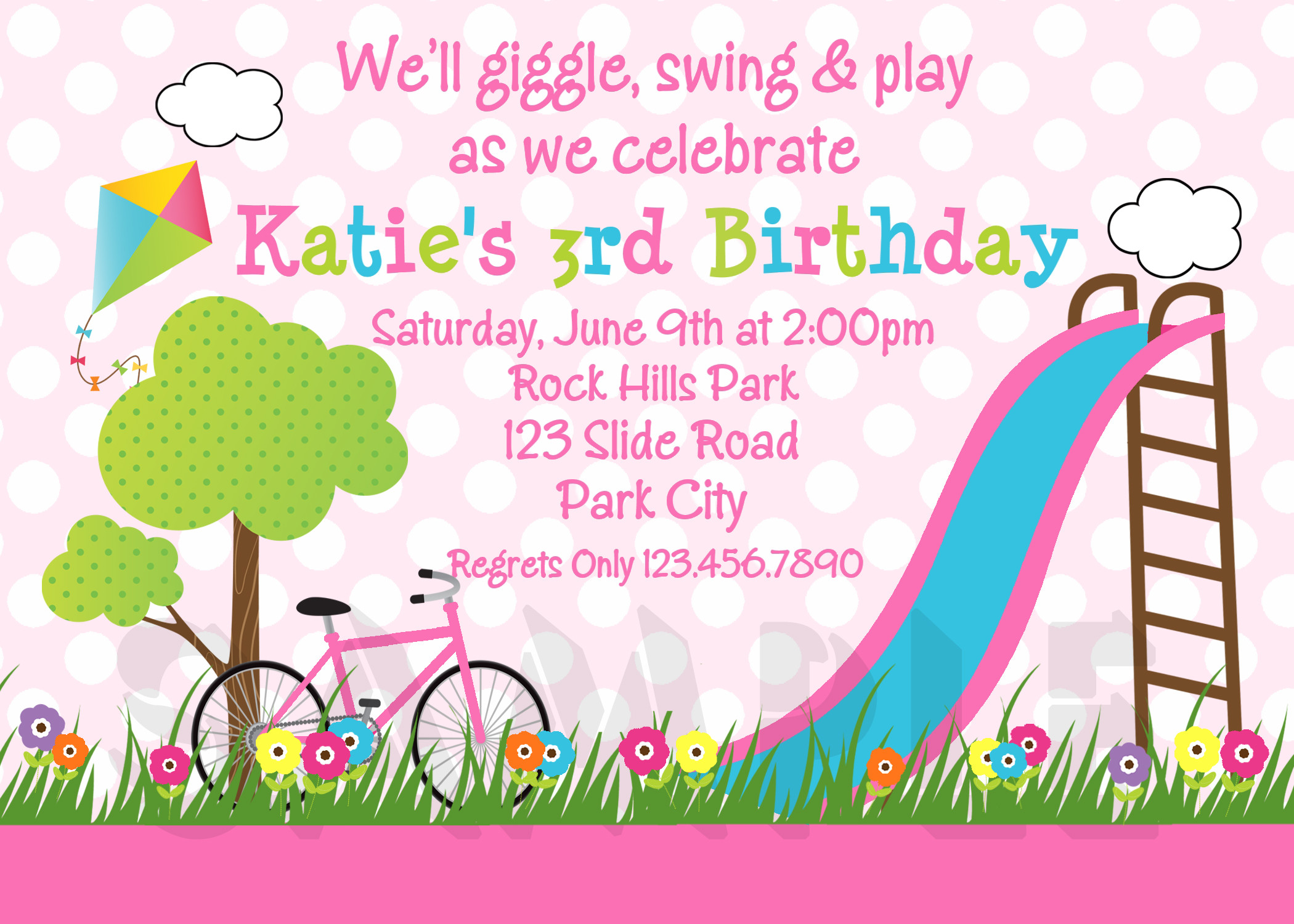 Girls Birthday Party Invite
 Printable Birthday Invitations Girls Park Party