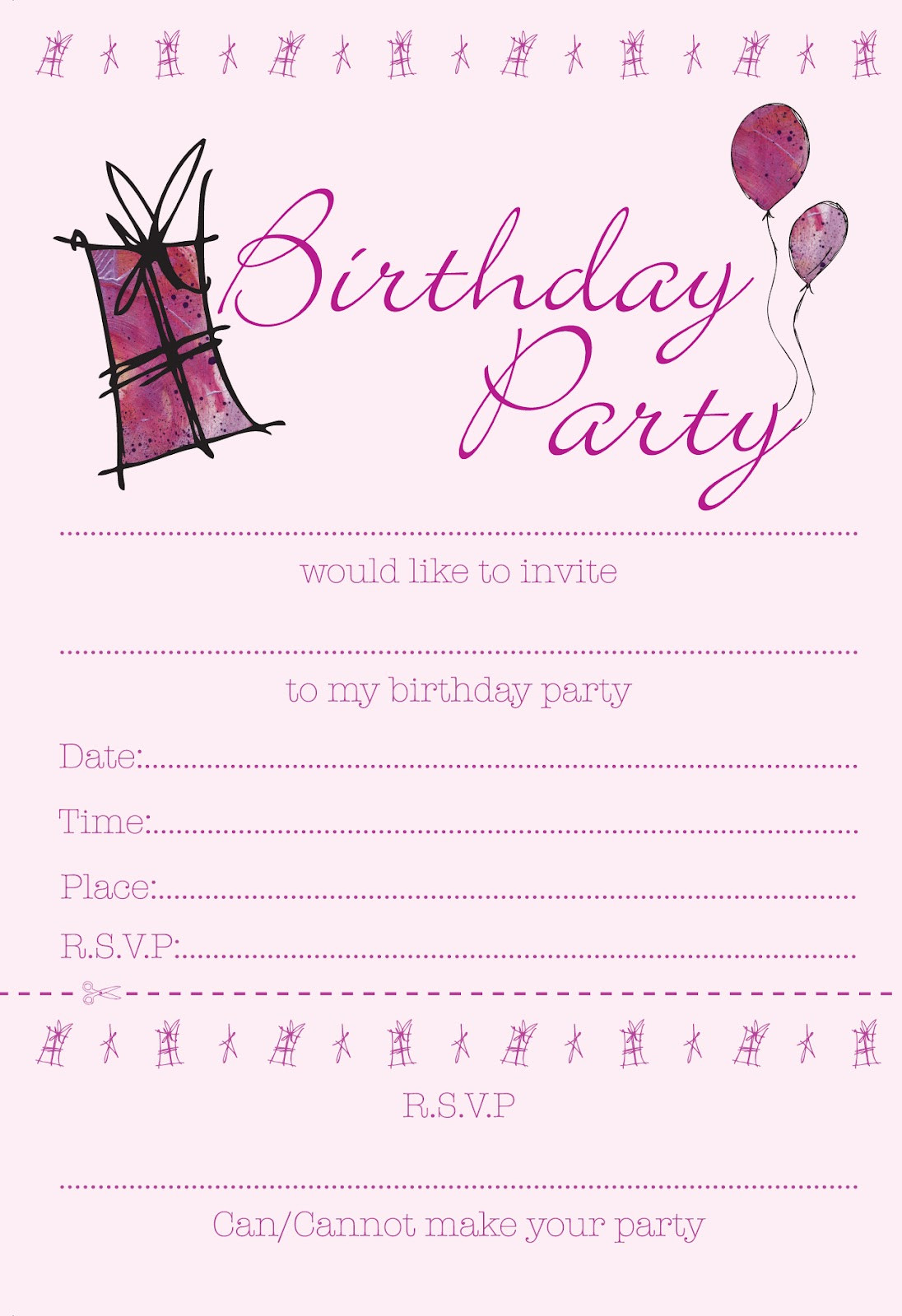 Girls Birthday Party Invite
 Printable Birthday Invitations for Girls FREE Template