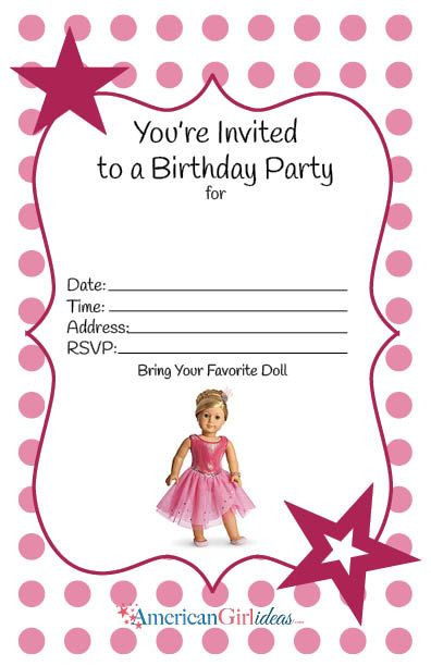 Girls Birthday Party Invite
 American Girl Birthday Party Invitations Free Printables