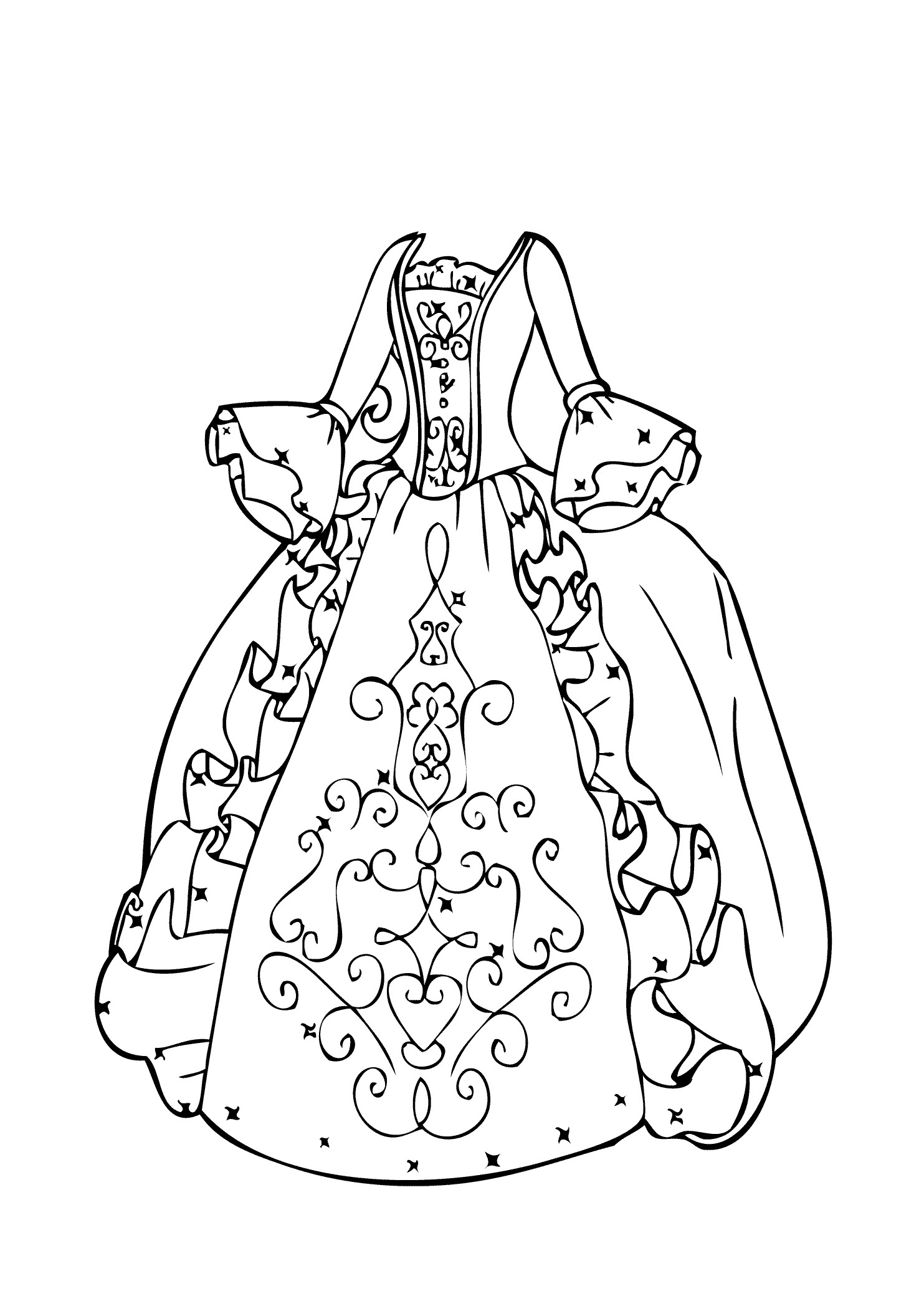 Girls Clothes Coloring Pages
 Ball gown coloring page for girls printable free