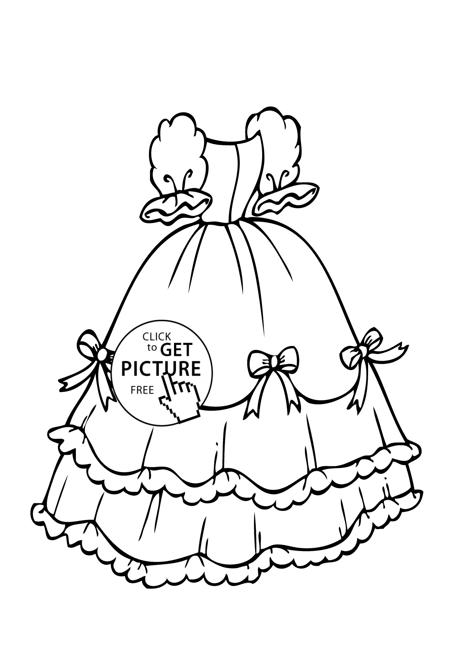Girls Clothes Coloring Pages
 Dress with bows coloring page for girls printable free