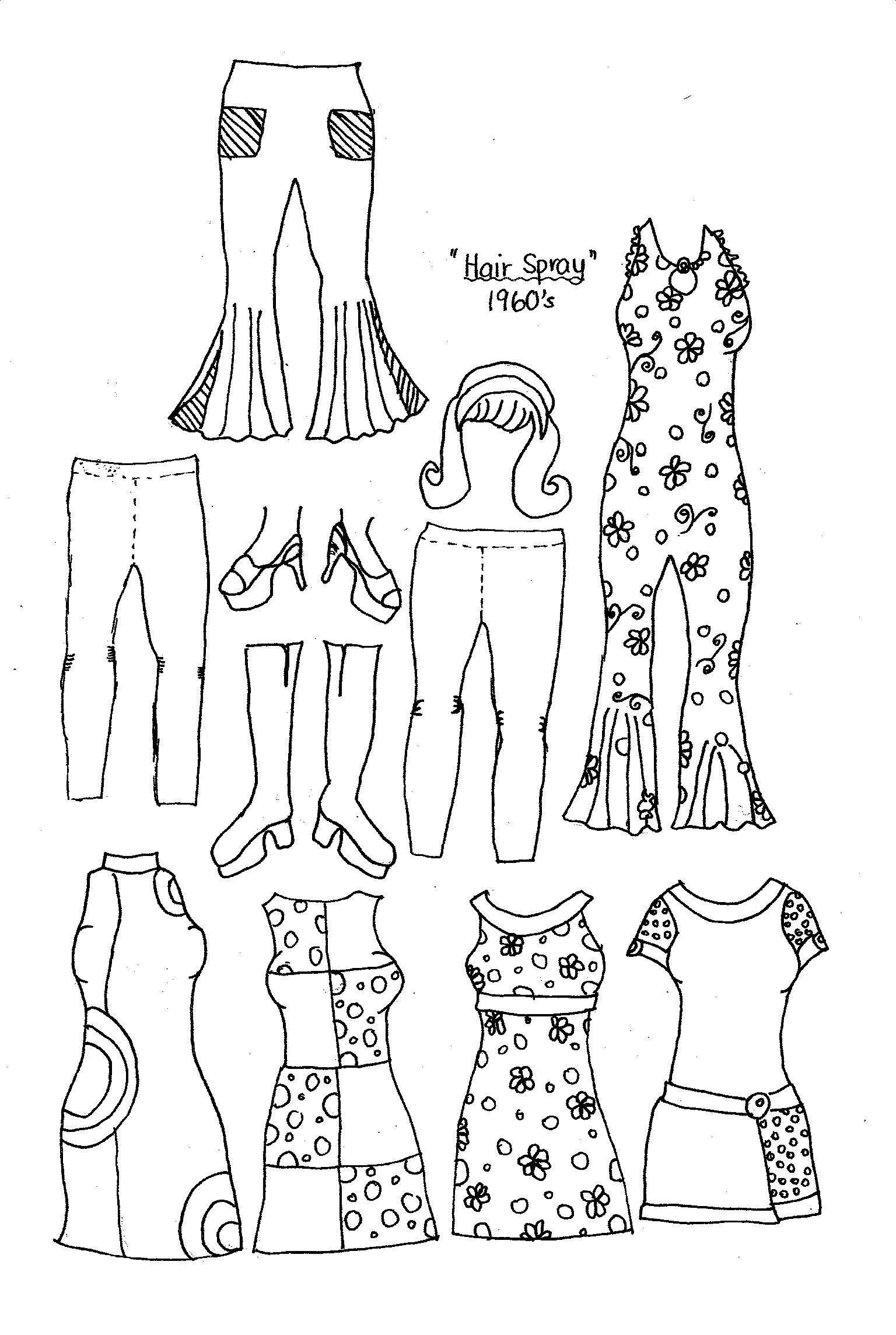 Girls Clothes Coloring Pages
 New Paper Dolls Fashions through the Past Eras