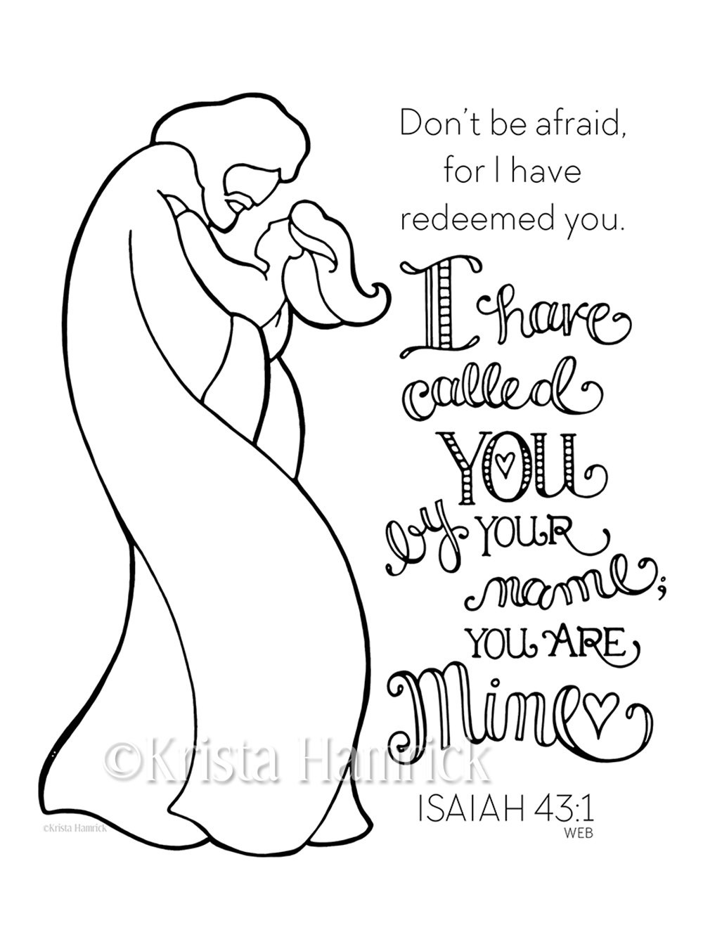 Girls Coling You Names Coloring Pages
 I Have Called You By Name Girl coloring page 8 5X11 Bible
