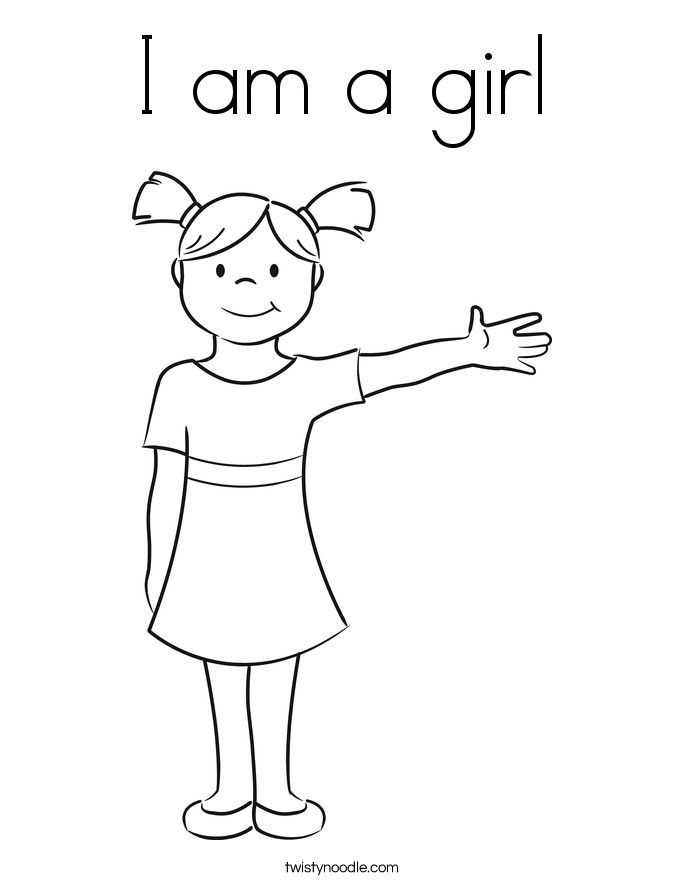 Girls Coling You Names Coloring Pages
 I am a girl Coloring Page Twisty Noodle