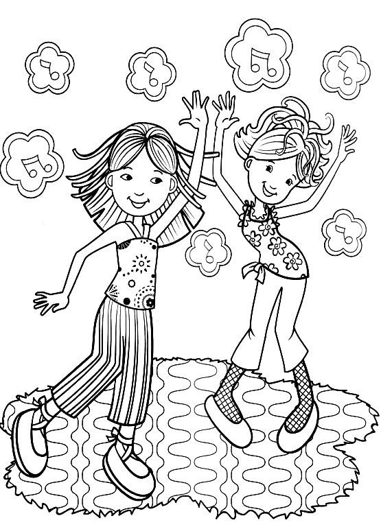 Girls Dancing Coloring Pages
 Groovy Girls Party Coloring Pages