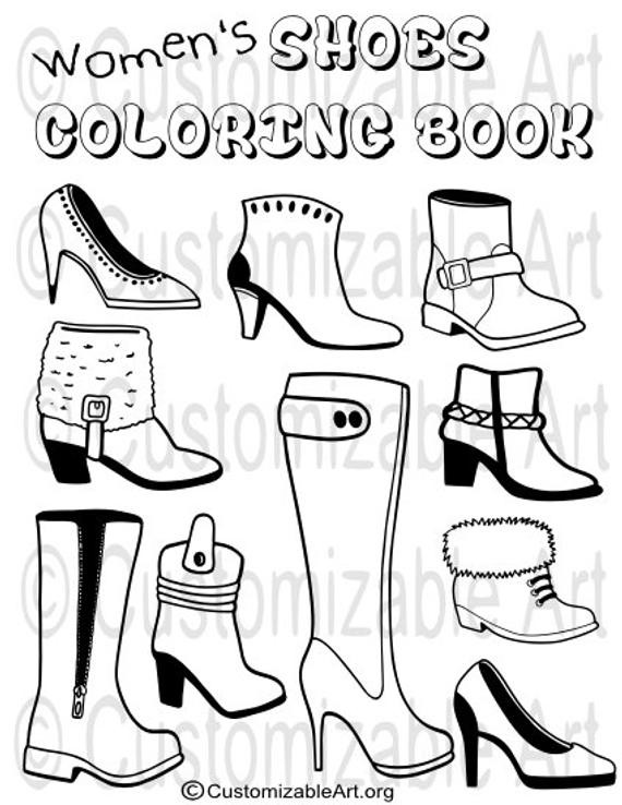 Girls Shoes Coloring Pages
 Printable Coloring Book PDF Womens Girls Shoes by