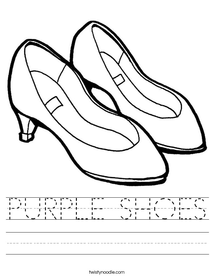 Girls Shoes Coloring Pages
 PURPLE SHOES Worksheet Twisty Noodle