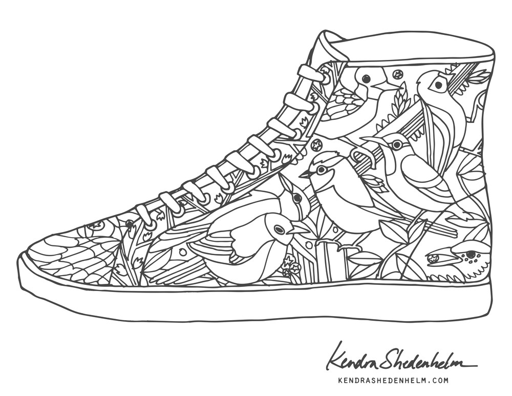 Girls Shoes Coloring Pages
 Birds doodles shoes and FREE coloring pages — Kendra