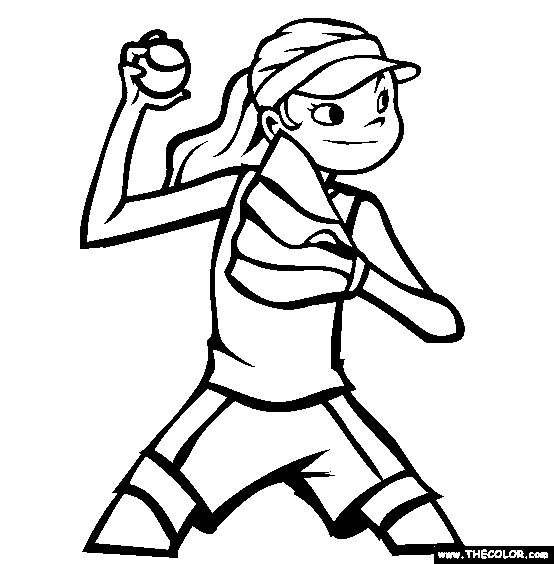 Girls Sports Coloring Pages
 Softball coloring sheet kids