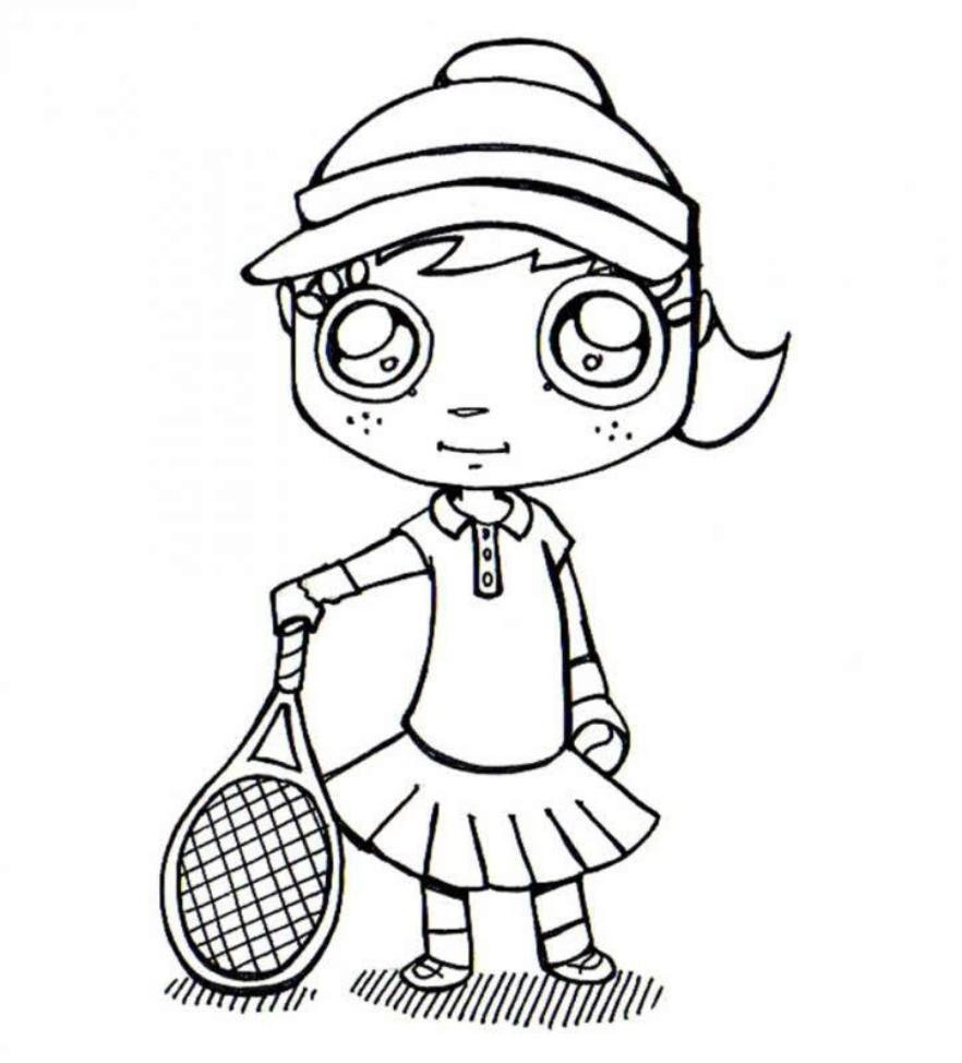 Girls Sports Coloring Pages
 Tennis Coloring Pages Girl