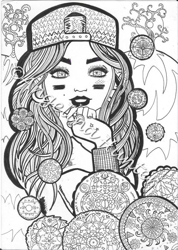Girly Adult Coloring Book Pages
 Girly in her zen
