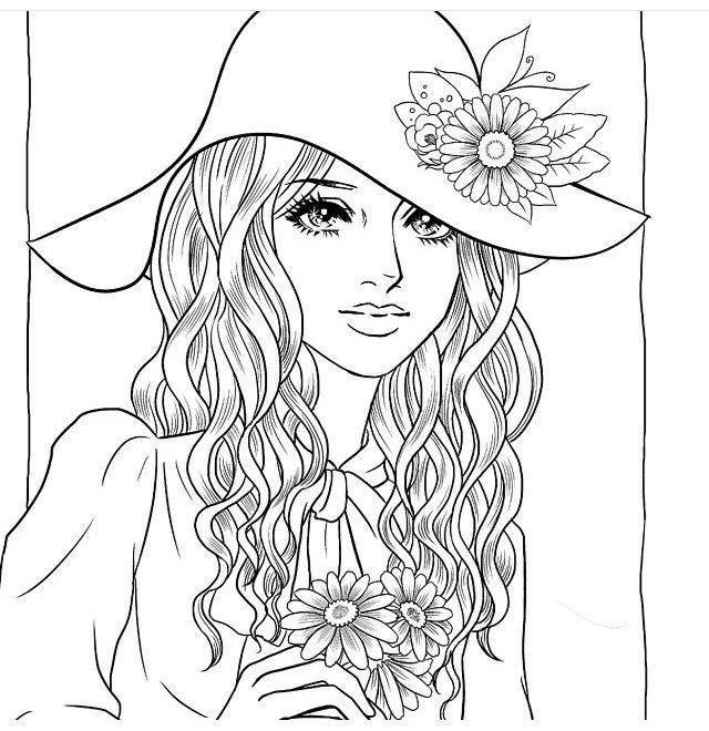 Girly Coloring Pages For Adults
 1068 best female colar cards images on Pinterest