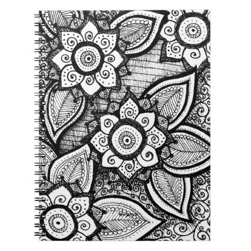 Girly Mandala Coloring Pages
 Black & White Damask Mandala Drawing Girly Funky Notebook