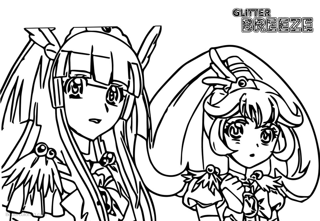 Glitter Force Coloring Pages Printable
 Two Precure Girls from Glitter Force Coloring Pages Free