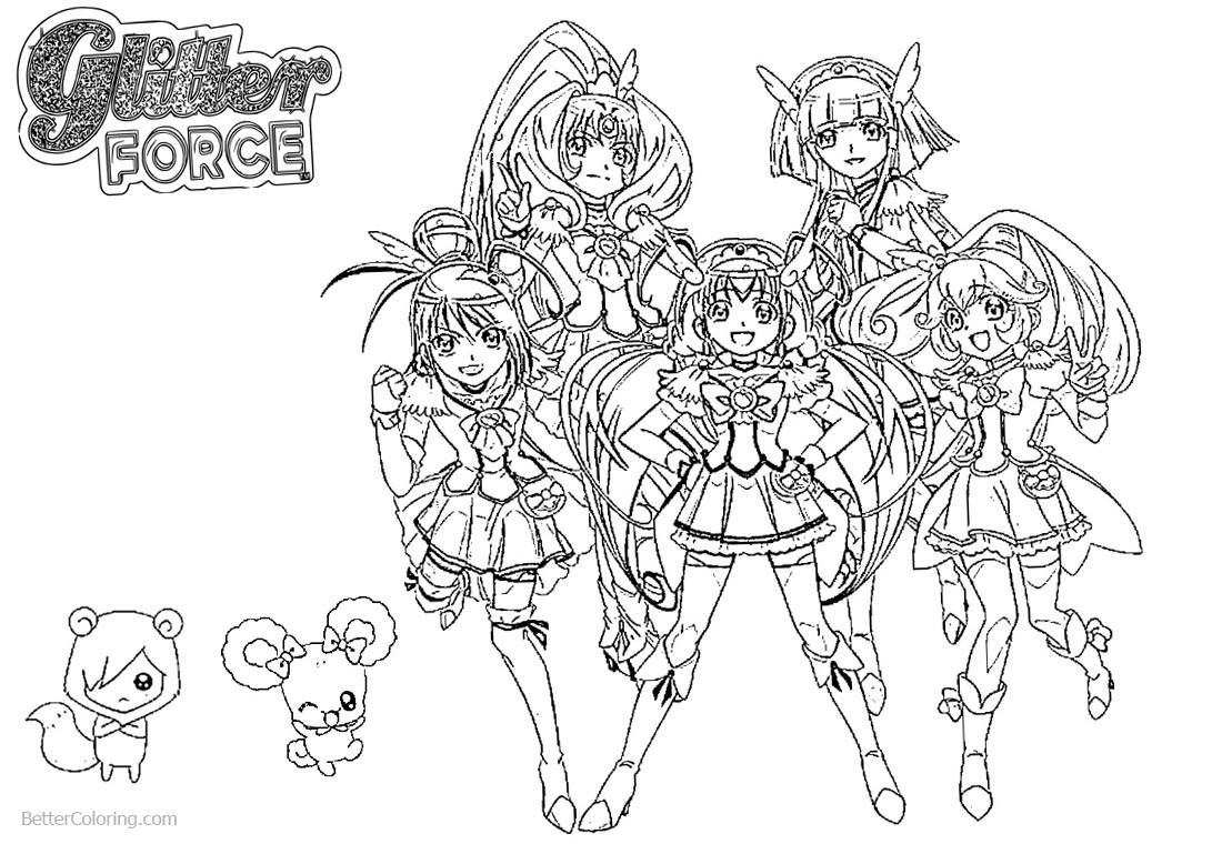 Glitter Force Coloring Pages Printable
 Glitter Force Characters Coloring Pages Precure Free