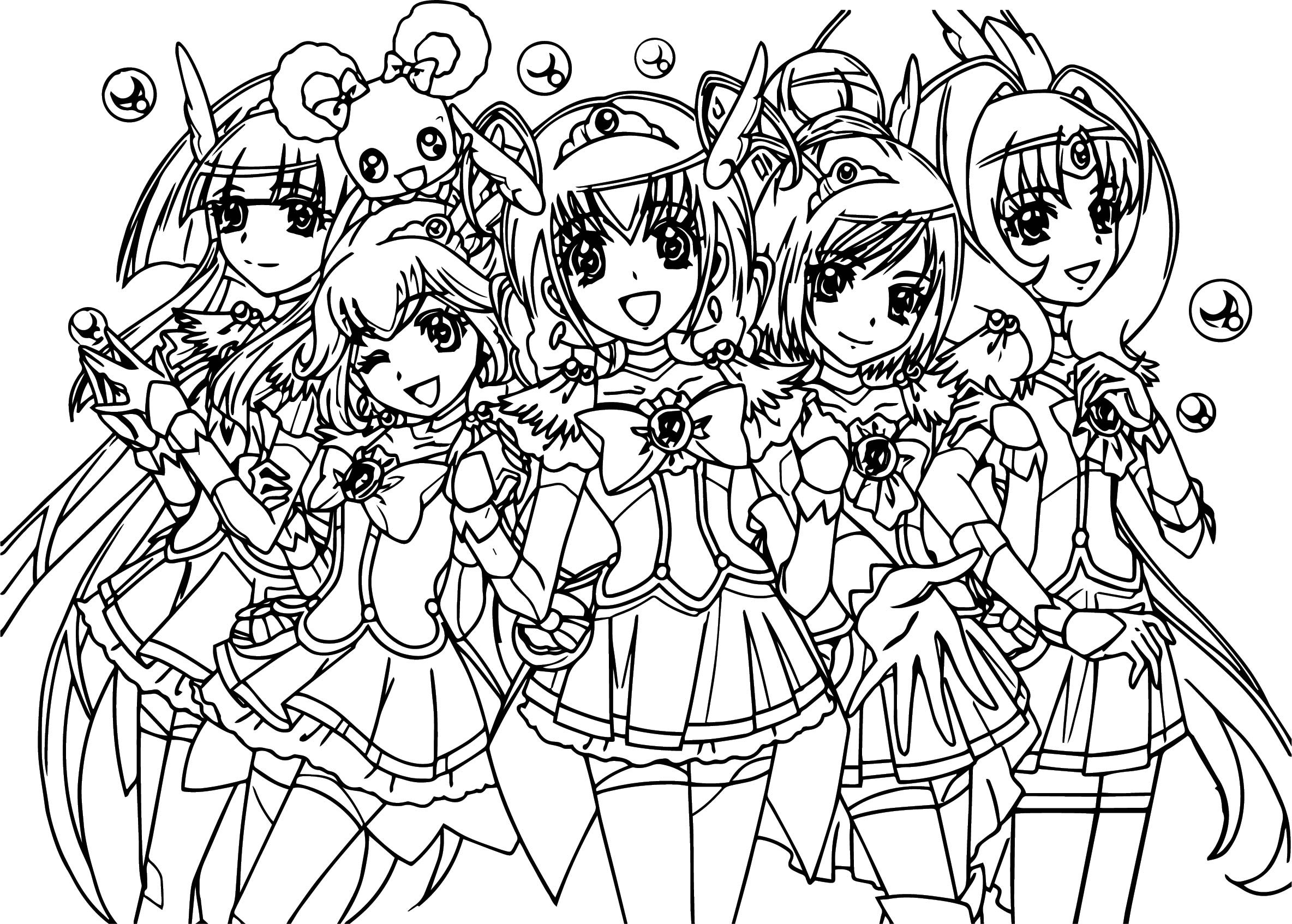 Glitter Force Coloring Pages Printable
 Smile Precure Glitter Force Team Coloring Page