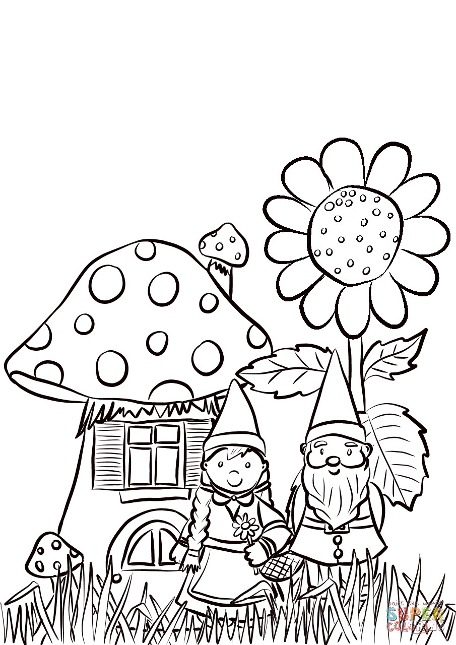 Gnome Coloring Pages Printable
 Garden Gnomes Family coloring page