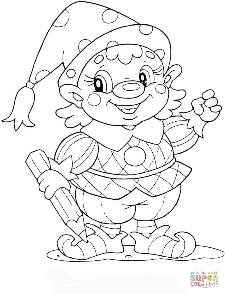 Gnome Coloring Pages Printable
 Gnome at school coloring page