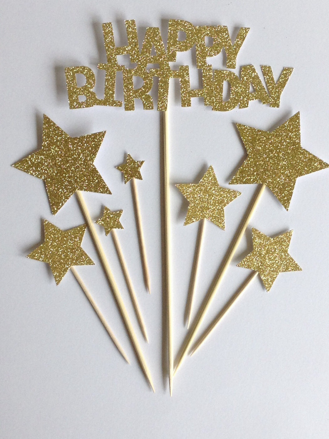Gold Happy Birthday Cake Topper
 Gold Happy Birthday Cake Toppers Gold Glitter Birthday & Star