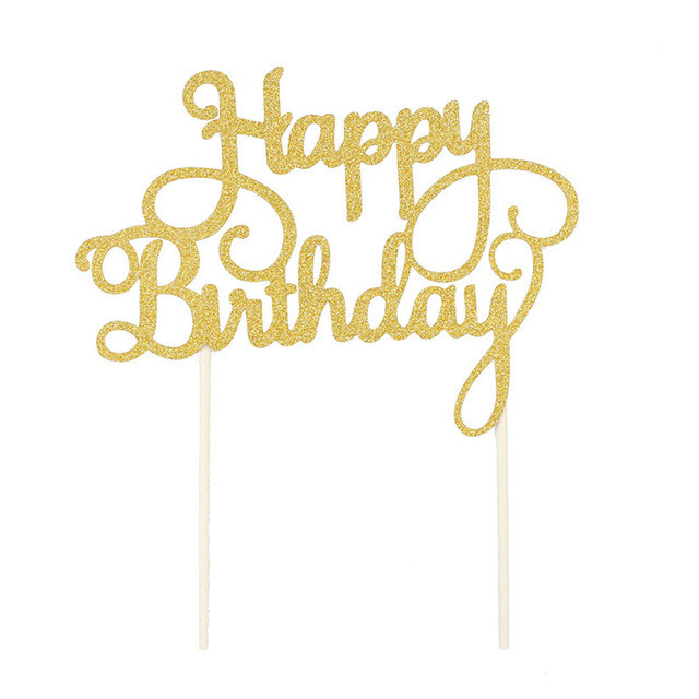Gold Happy Birthday Cake Topper
 Happy Birthday Cake Topper Gold – Party
