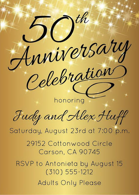 Golden Anniversary Quotes
 50th Anniversary Invitation Golden Invite Instant