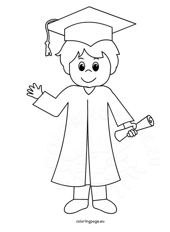 Graduation Coloring Pages For Boys
 Cartoon Smiling Graduation Boy – Coloring Page