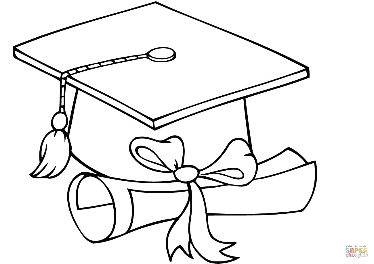 Graduation Coloring Pages For Boys
 Graduate Cap with Diploma coloring page