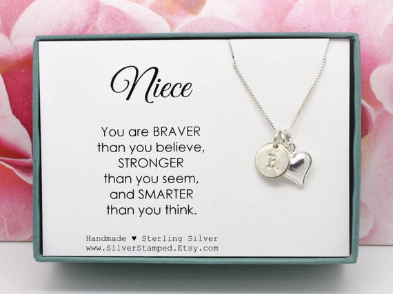 Graduation Gift Ideas For Niece
 Gift for Niece Necklace Sterling Silver Initial You are