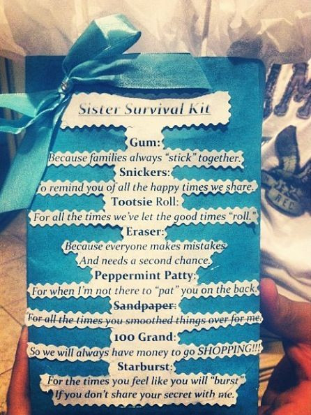 Graduation Gift Ideas For Sister
 Family Reunion Survival Kit Google Search