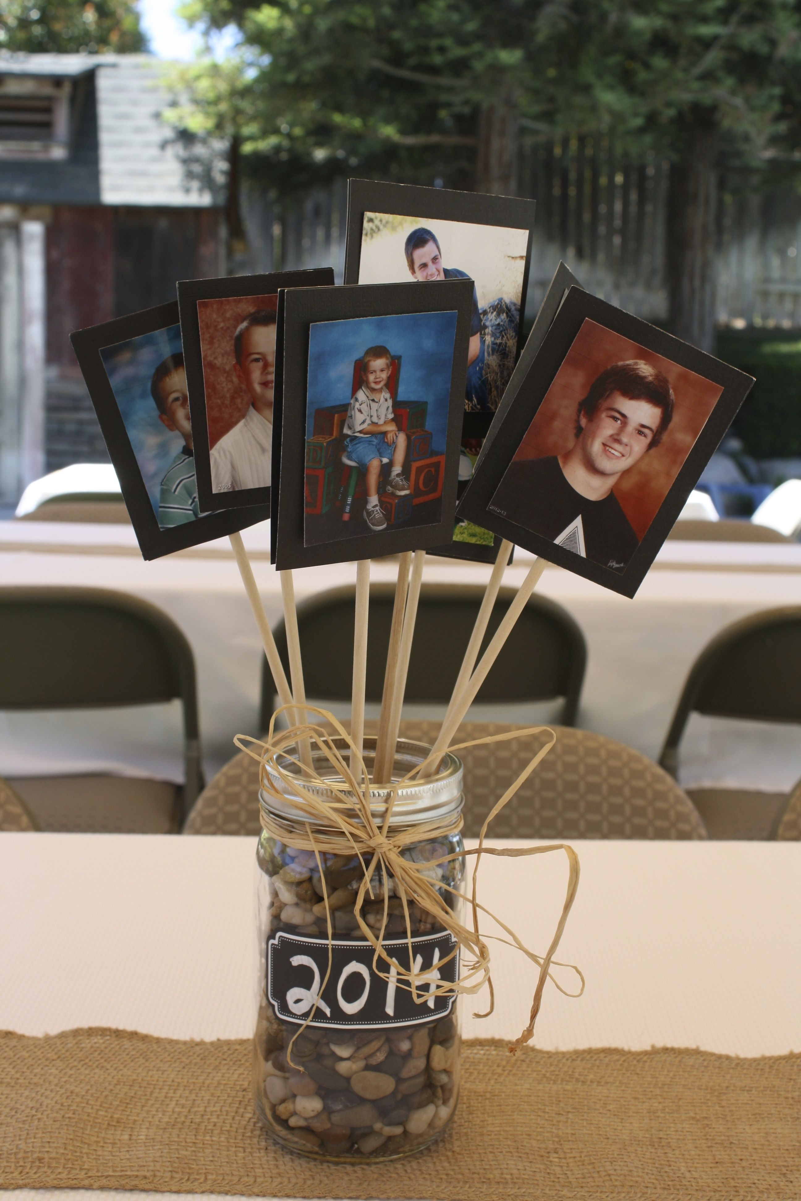 Graduation Party Ideas For Guys
 Centerpiece for tables at a graduation party Good for