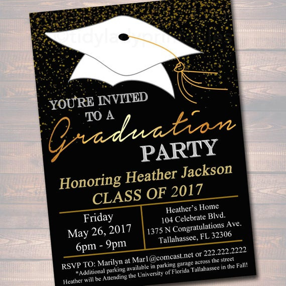 Graduation Party Invitations Ideas
 EDITABLE Graduation Party Invitation High School Graduation