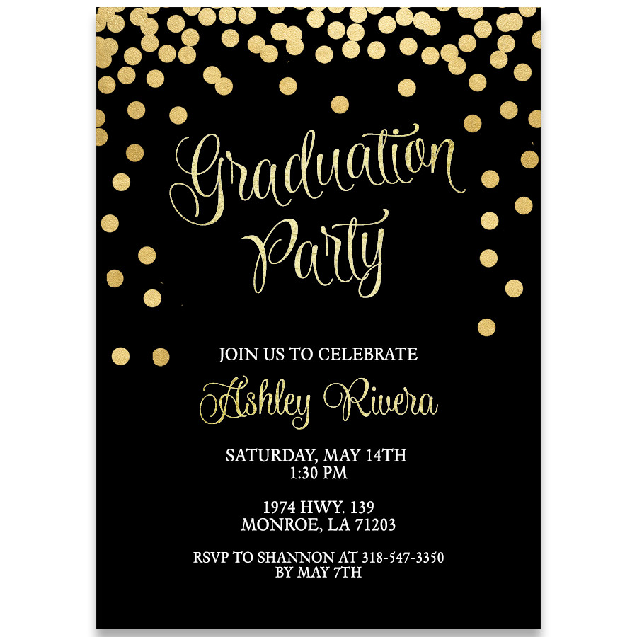 Graduation Party Invitations Ideas
 Glitter and Gold Graduation Party Invitation