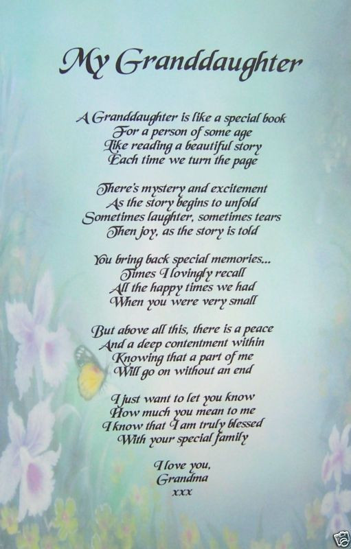 Granddaughter Graduation Quotes
 A PERSONALISED POEM FOR A GRANDDAUGHTER 8 3 x 11 7