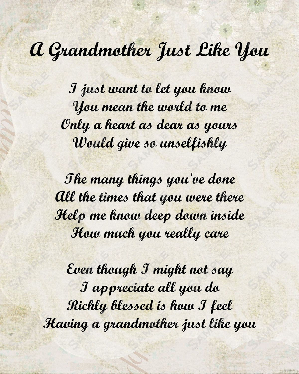 Grandmother Passing Away Quotes
 Grandmother Poem on Pinterest