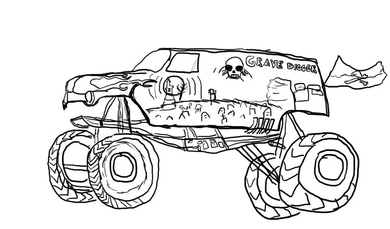 Grave Digger Coloring Pages
 Drawn truck grave digger monster truck Pencil and in
